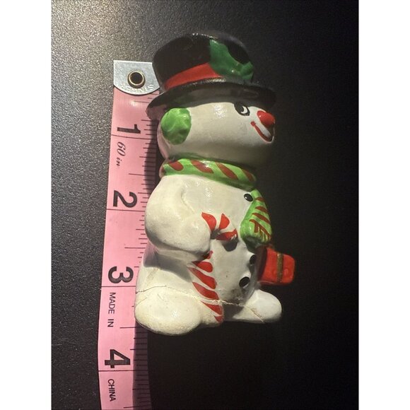 Vintage Snowman Salt and Pepper Shaker (1) Telco GLUED CRACKED BOTTOM BROKE HAT - Picture 6 of 14